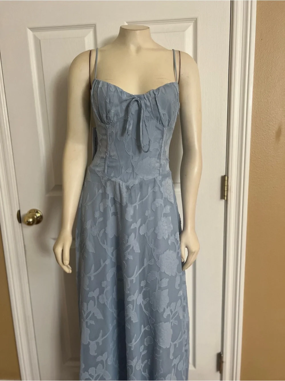 Princess Polly Members Only Maxi Dress Blue Burnout - Picture 9 of 15
